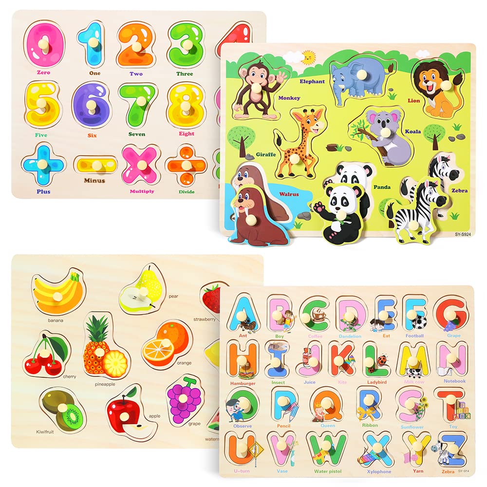 GR GRINNNIE wooden peg puzzle number pieces aid early number recognition and fine motor skills.