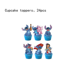 GRIAEDIT Stitch cake decorations pack 24pc; ideal for birthday dessert tables.