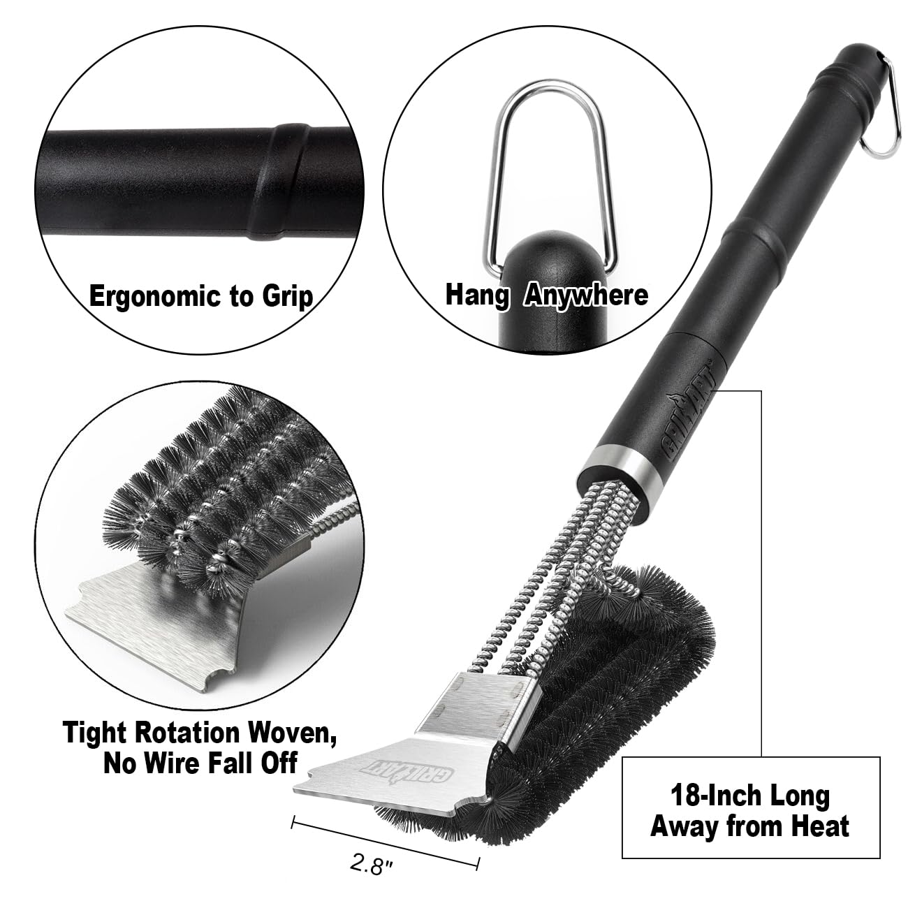 GRILLART safety design minimizes bristle shedding for reliable grill care