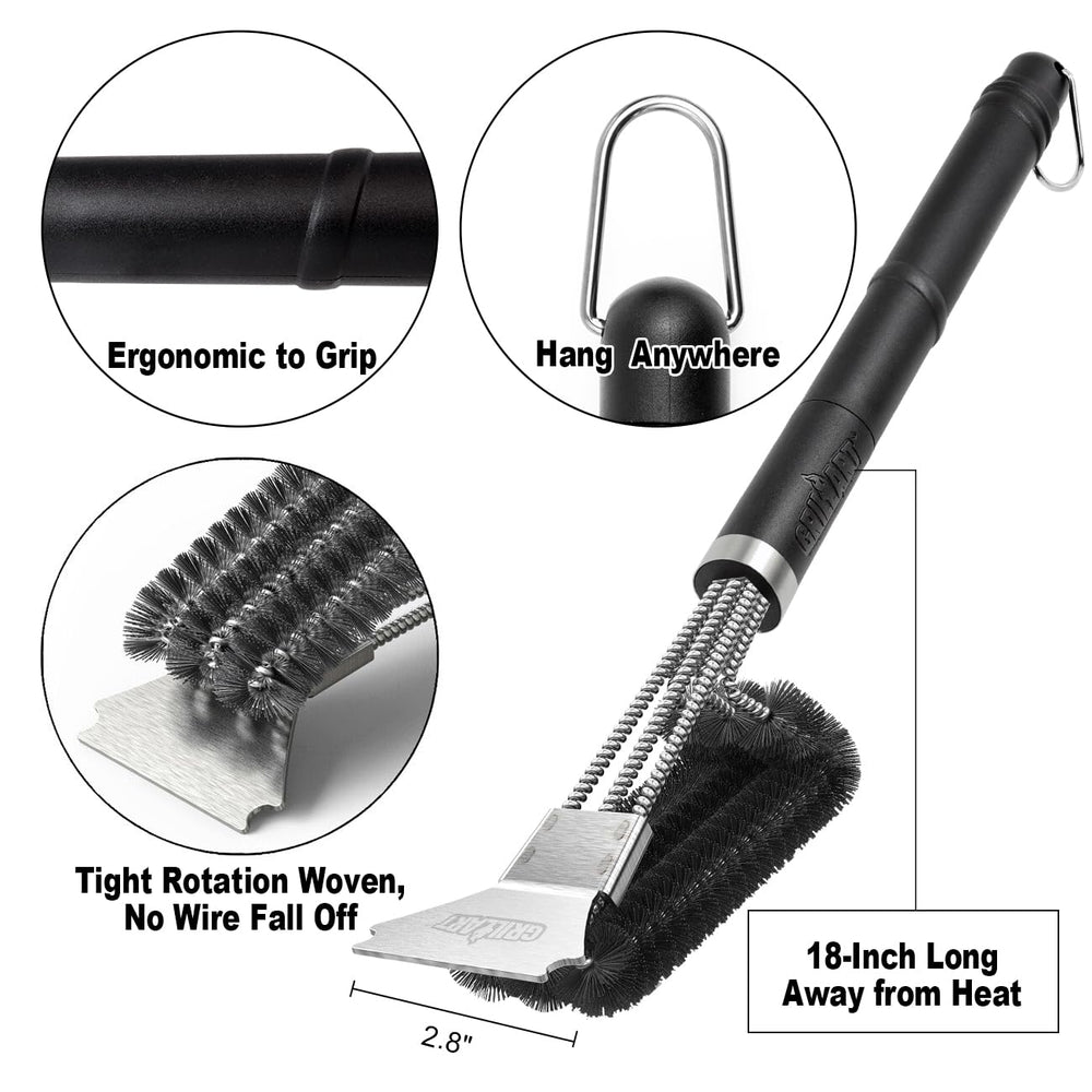 GRILLART safety design minimizes bristle shedding for reliable grill care