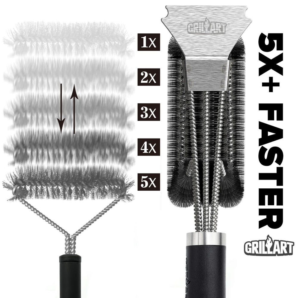 GRILLART tightly twisted bristles resist shedding for safer cleaning