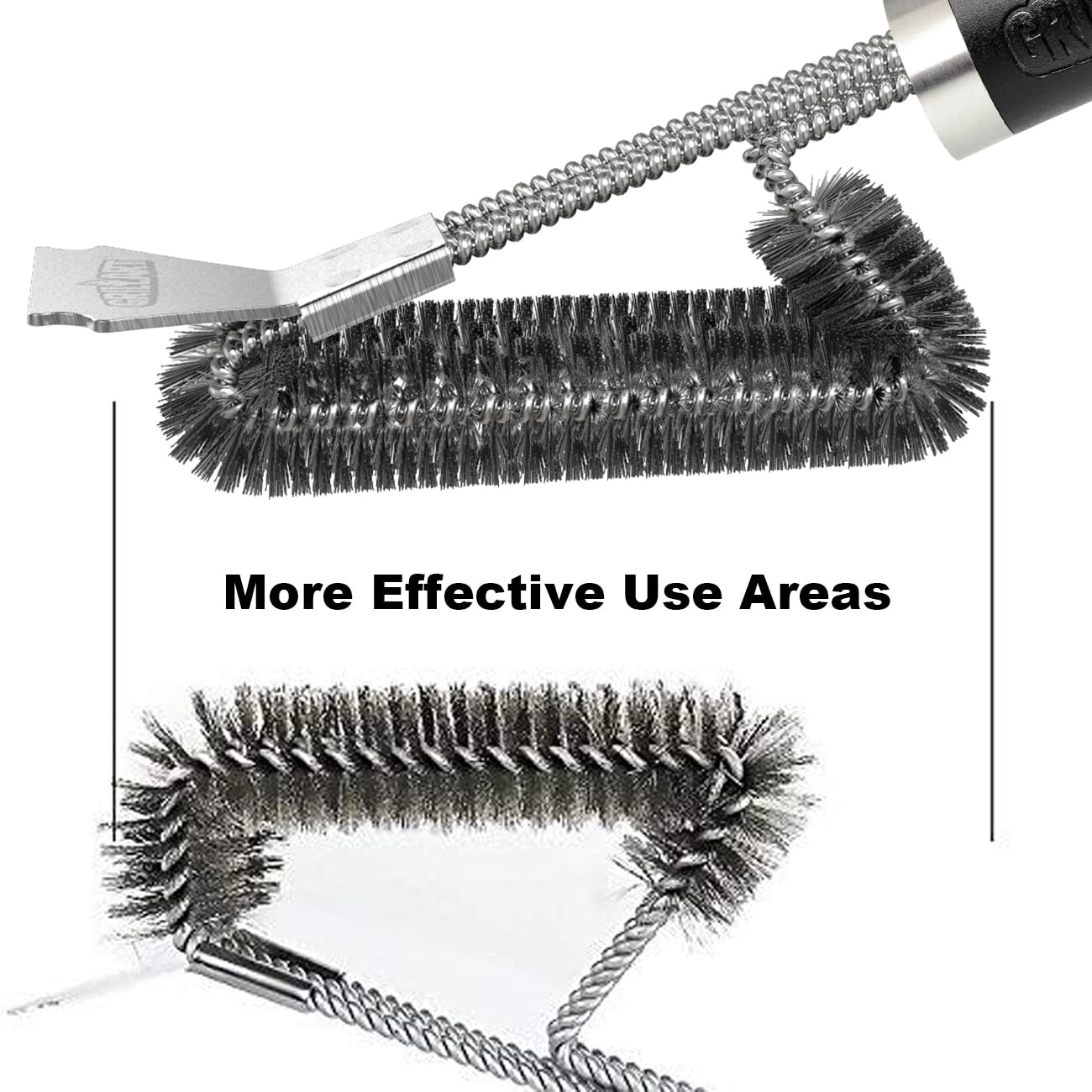 GRILLART scraper edge helps power through stubborn residue for quick cleanup