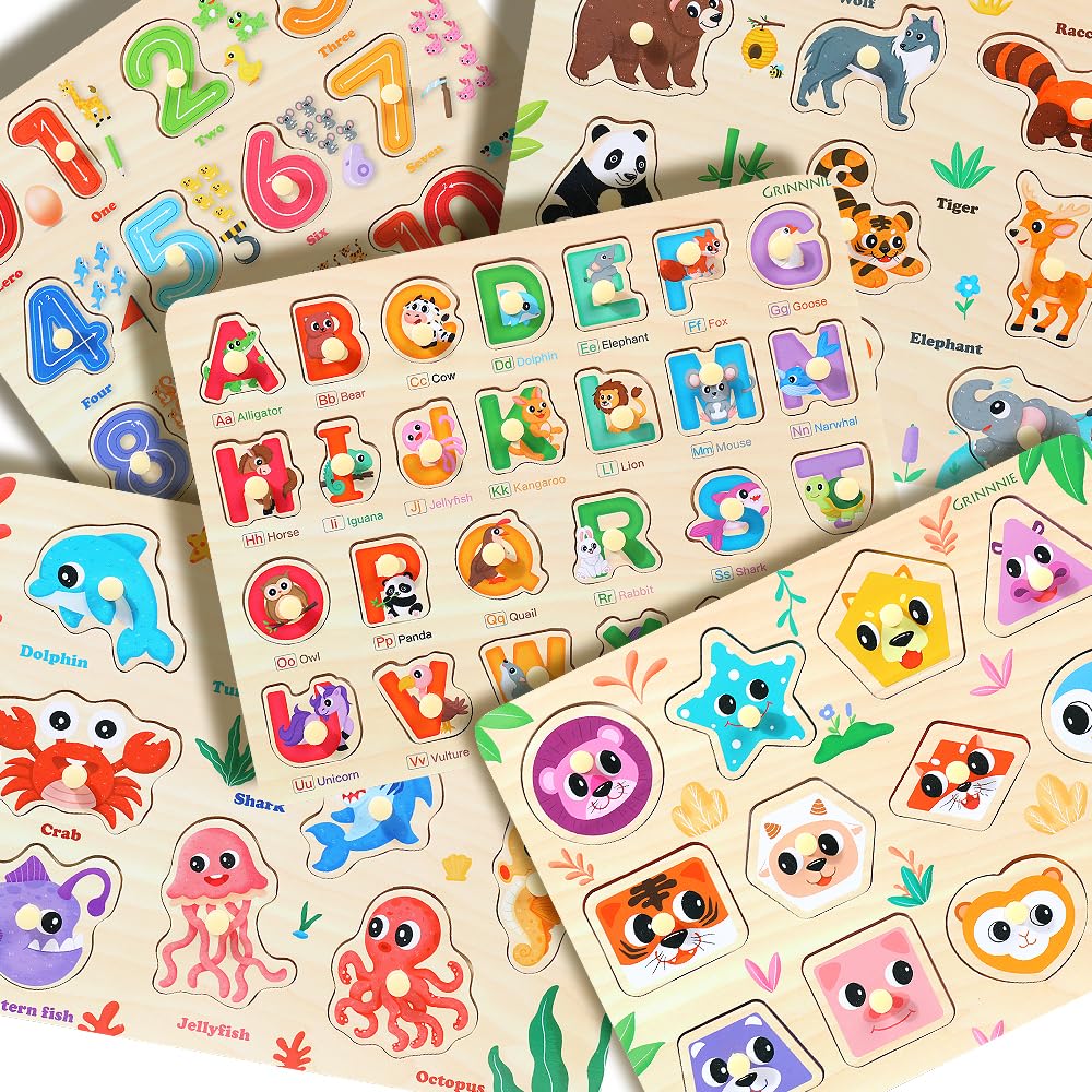 GRINNNIE gift box packaging of the 5-piece wooden puzzles for gifting