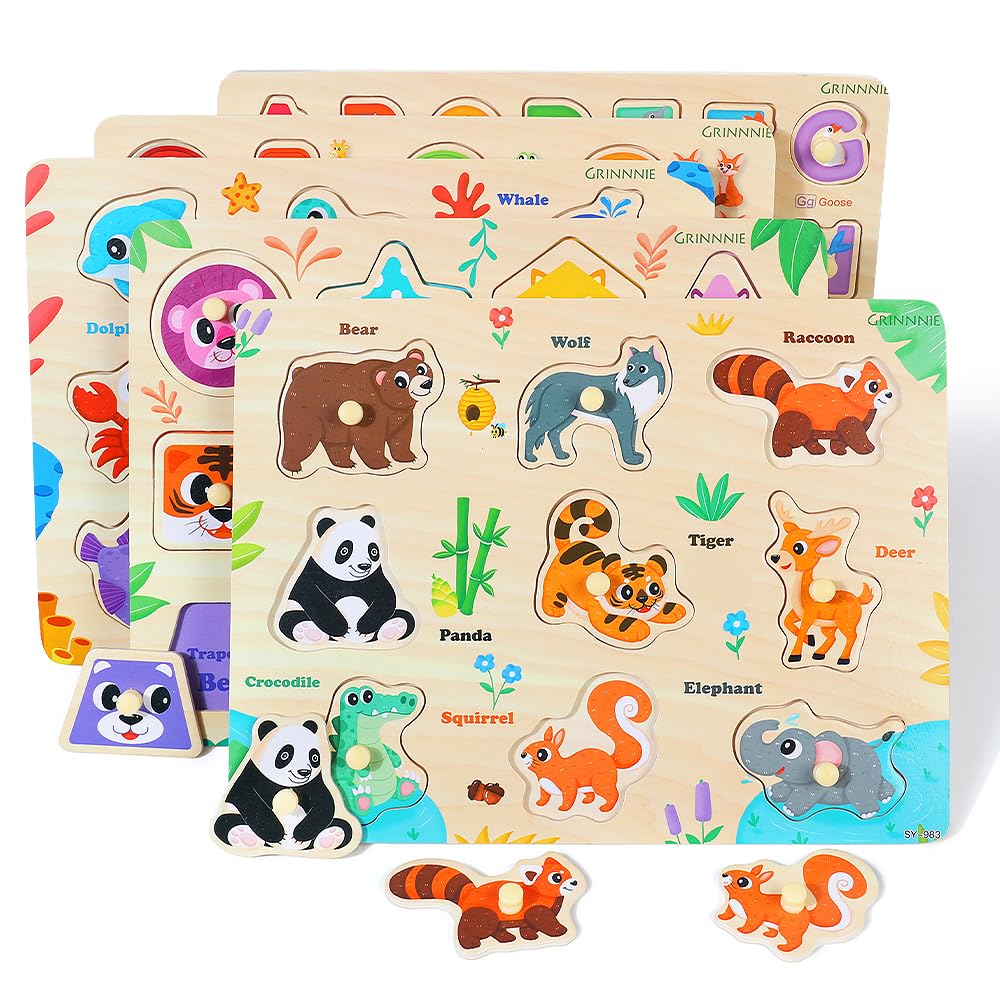 GRINNNIE shape puzzle featuring bold shapes and tactile pieces for recognition