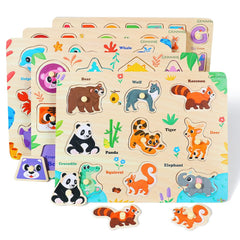 GRINNNIE shape puzzle featuring bold shapes and tactile pieces for recognition