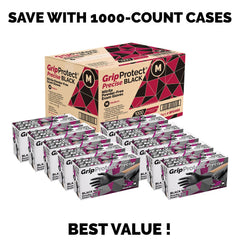 GripProtect Precise Black Nitrile Gloves food-safe label for cooking and food preparation tasks.