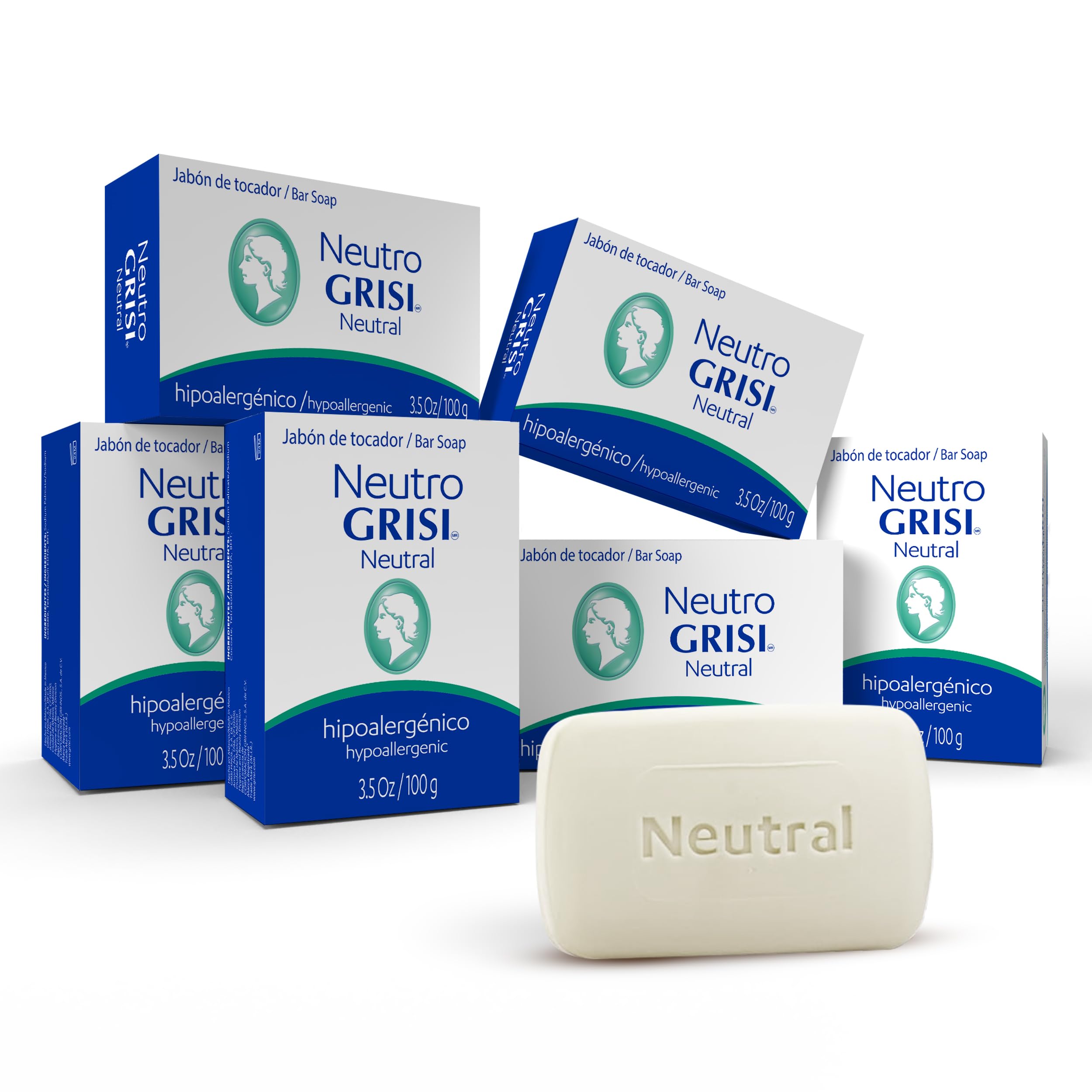 Grisi Neutral Bar Soap for facial and body cleansing with a gentle fragrance-free formula