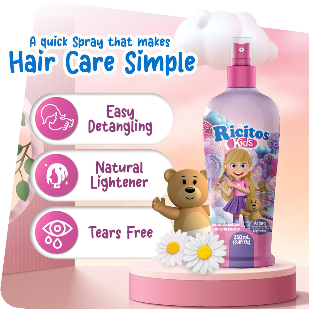 Close-up of Ricitos Kids hair showing soft texture after use
