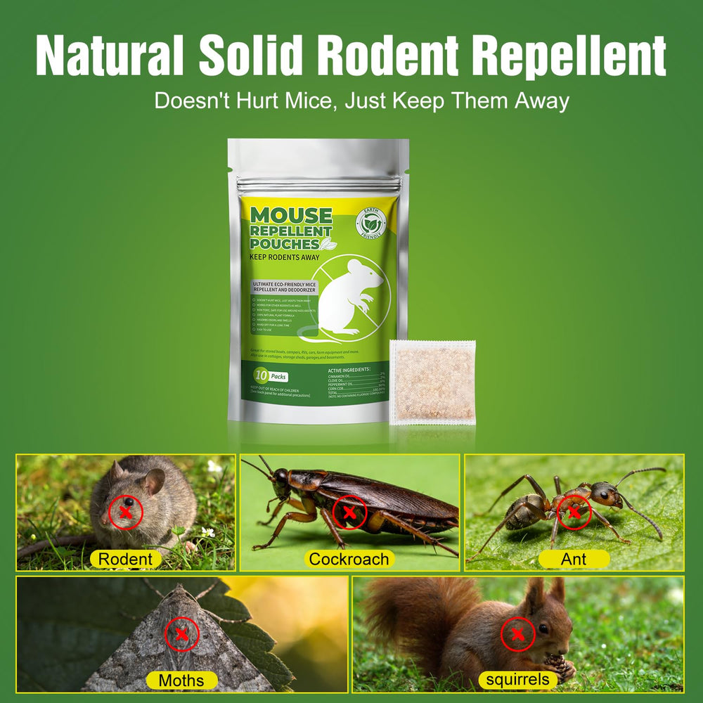 GRLEP Mice Repellent Pouches in the garage reduce rodent activity with peppermint scent
