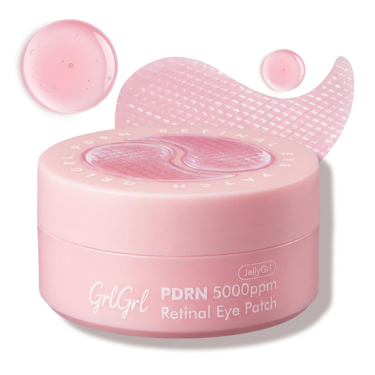 GrlGrl PDRN eye patches packaging shown for easy daily use and hydration