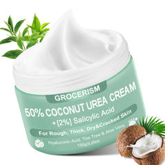 Grocerism Urea Cream 50% for feet—softens rough skin and moisturizes.