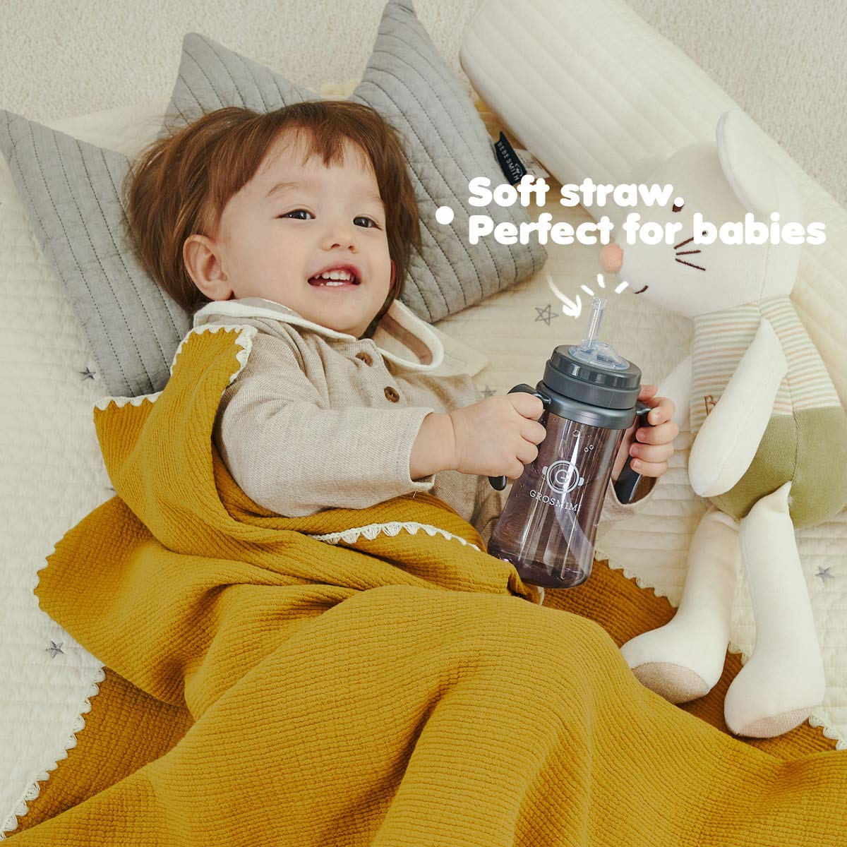GROSMIMI two-way use as spout or straw cup for different positions