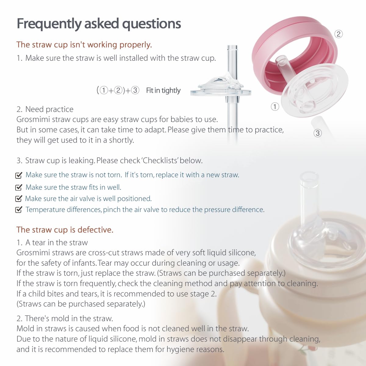 GROSMIMI round design provides comfortable sipping for toddlers.