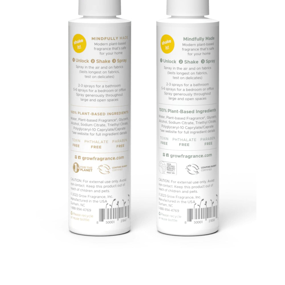 Botanical imagery accompanying Grow Fragrance essential oil scent profile.