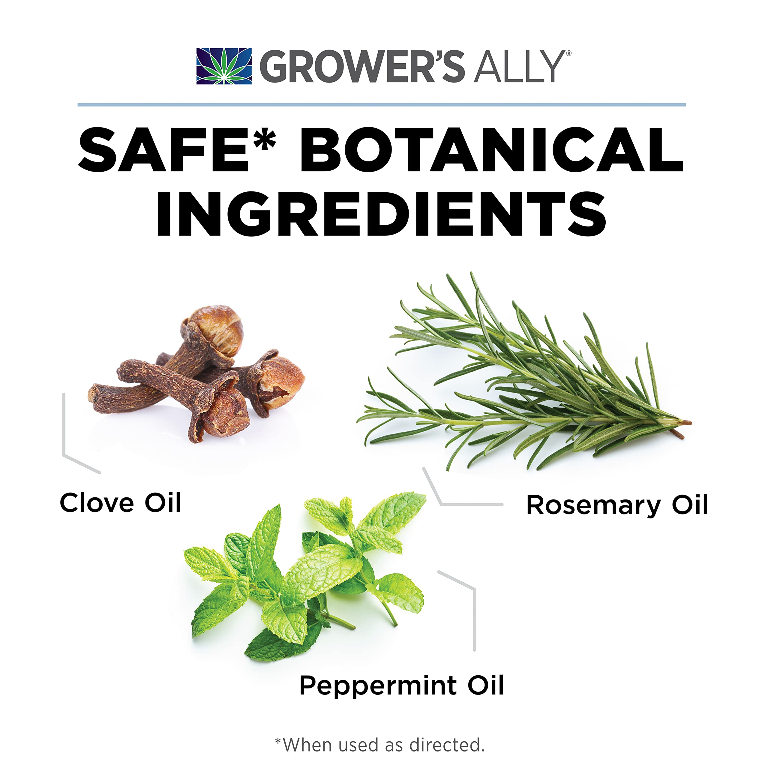 Grower's Ally Safe for pollinators emphasizes eco-friendly mite control.