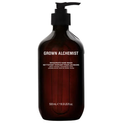Grown Alchemist Invigorate hand wash bottle on sink, moisturizing cleansing.