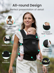 Grownsy baby carrier hands-free design enables easy multitasking on the go.
