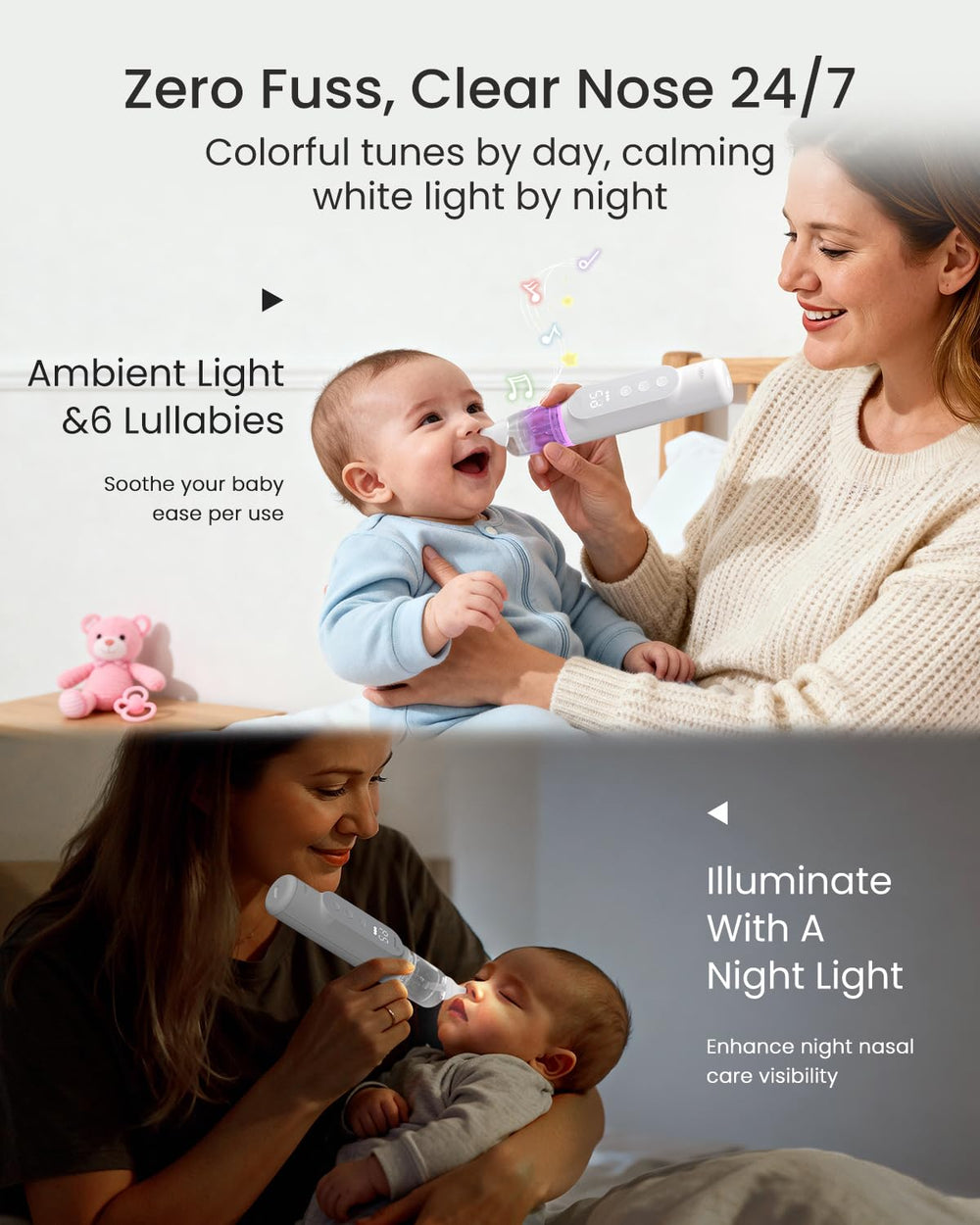 Automatic cleaning feature of the GROWNSY nasal aspirator.