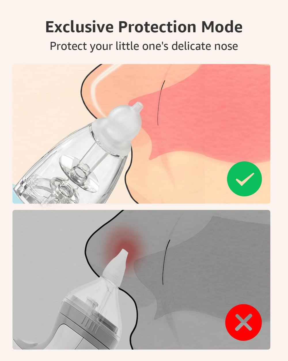 GROWNSY nasal aspirator with 3 silicone tips for gentle clearing