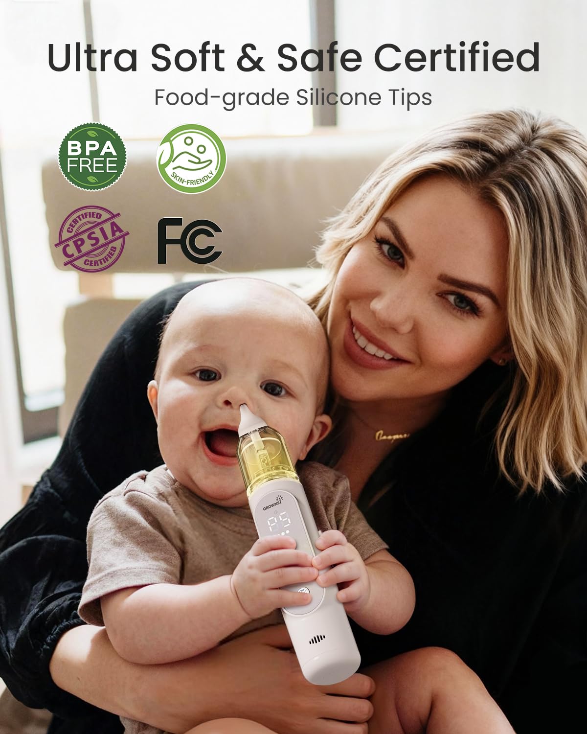 Food-grade silicone tips for safe, hygienic use with GROWNSY.