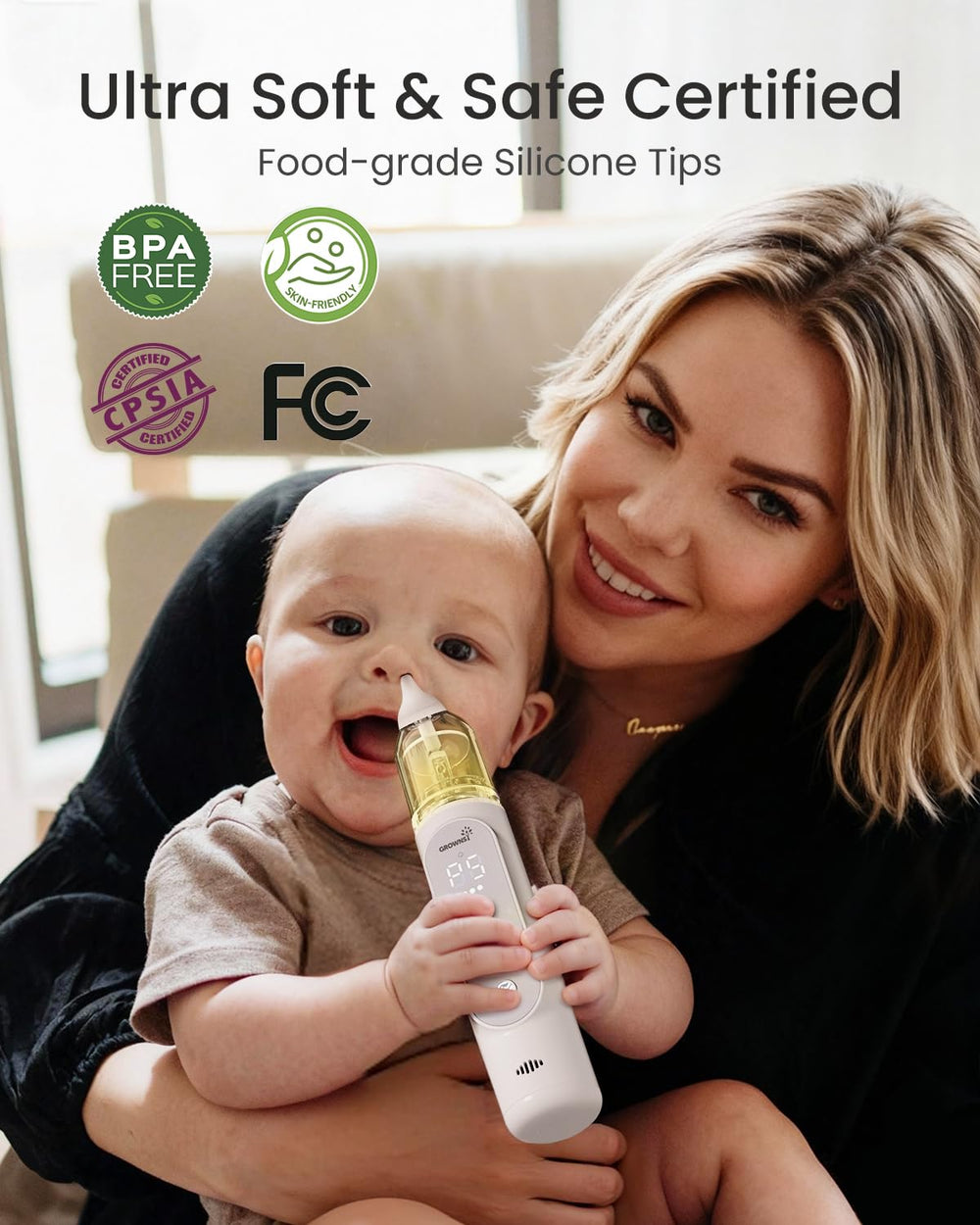 Food-grade silicone tips for safe, hygienic use with GROWNSY.
