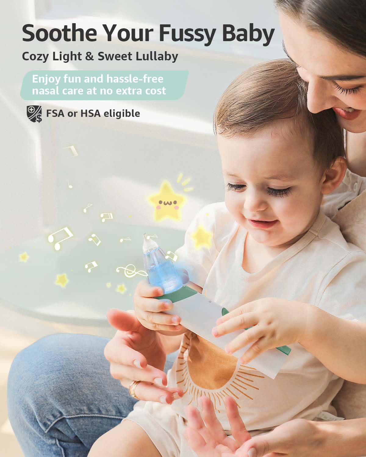 Grownsy nasal aspirator USB-C charging for long-lasting use on the go.