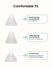 GROWNSY three silicone tips offer gentle, BPA-free care for delicate noses