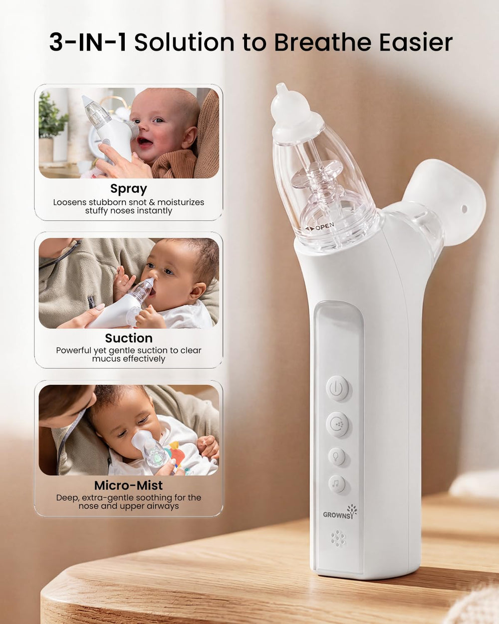 GROWNSY SniffEase Spa spray-function in action to loosen nasal mucus