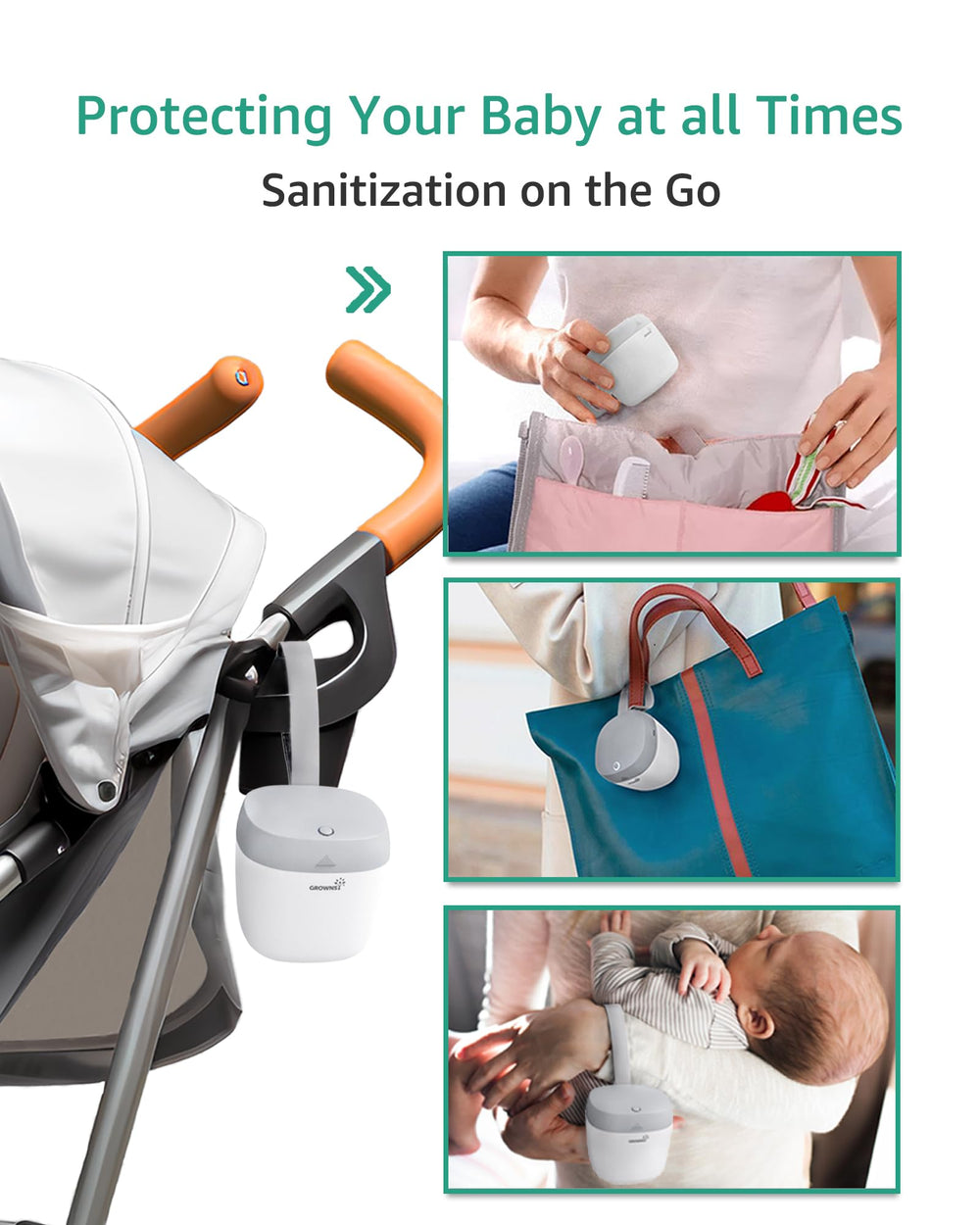 GrownsY Pacifier Sanitizer device-storage compartment keeps small items clean