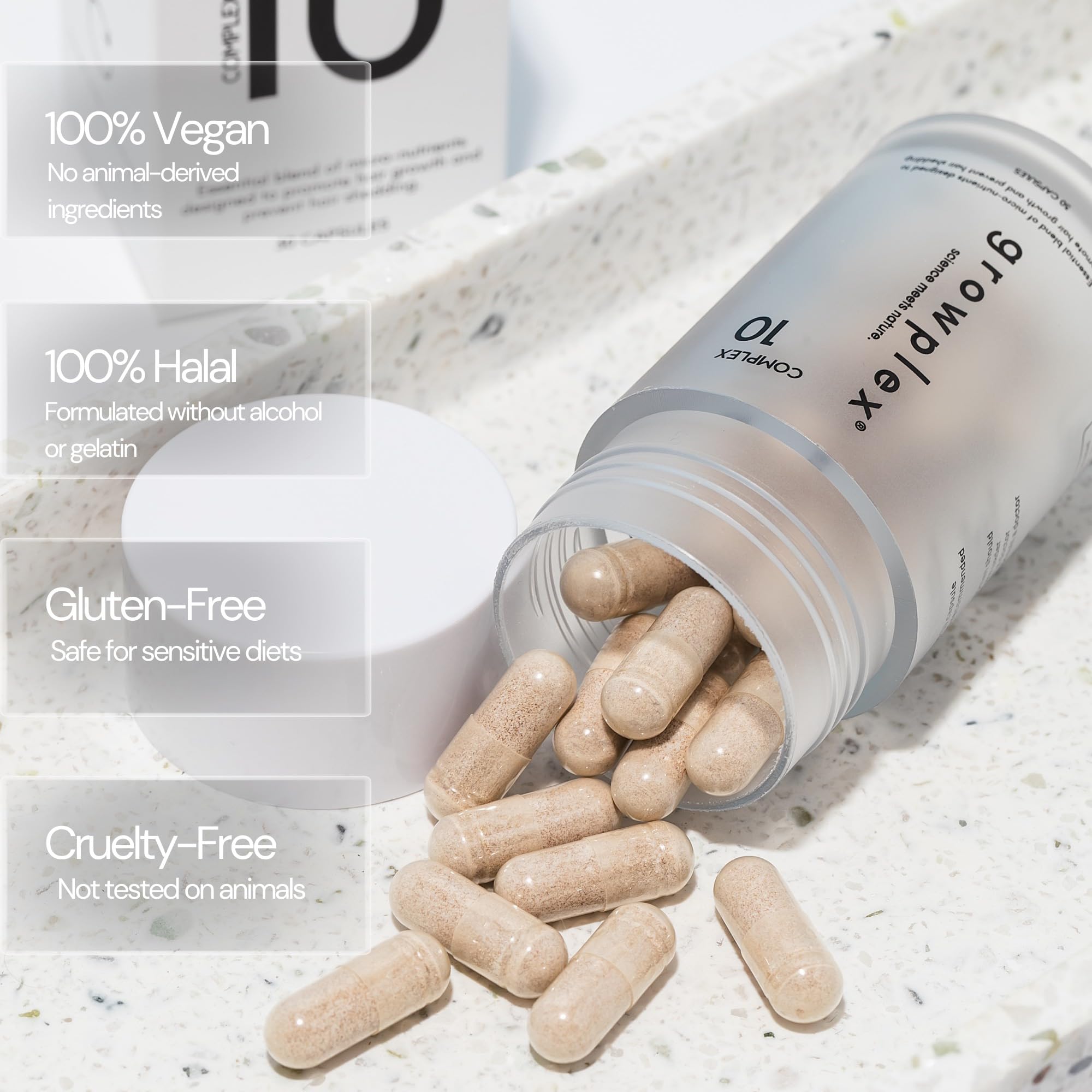 Capsules in hand ready to support hair vitality.