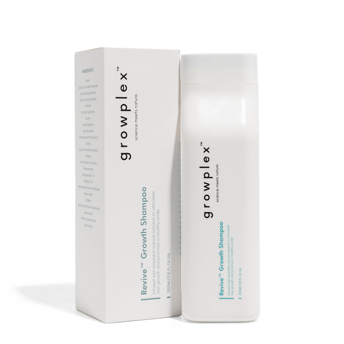 Growplex Revive Shampoo bottle shows sulfate-free cleansing for everyday care.