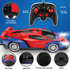 Growsland RC car with headlights on, ideal for nighttime driving indoors.