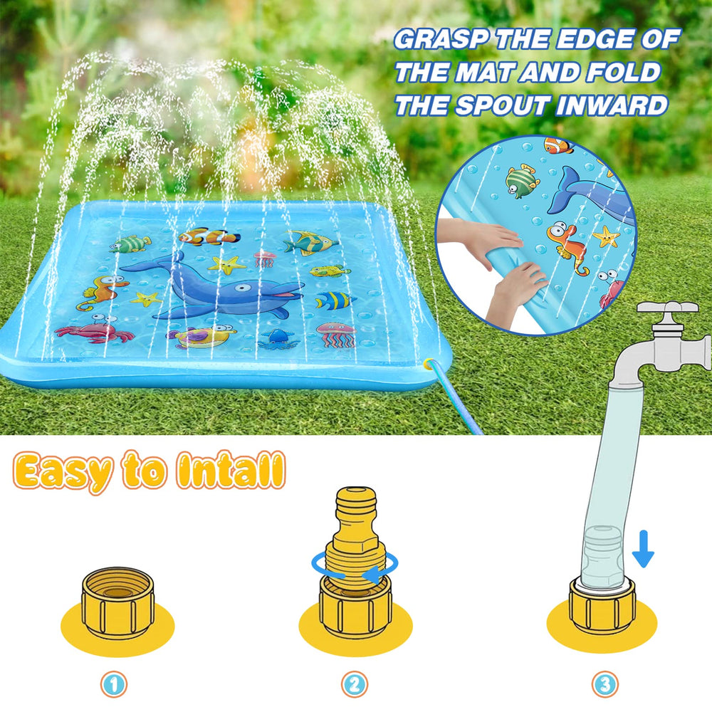 Growsland Splash Pad spacious 67-inch size accommodates multiple siblings or friends.