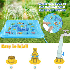 Growsland Splash Pad spacious 67-inch size accommodates multiple siblings or friends.