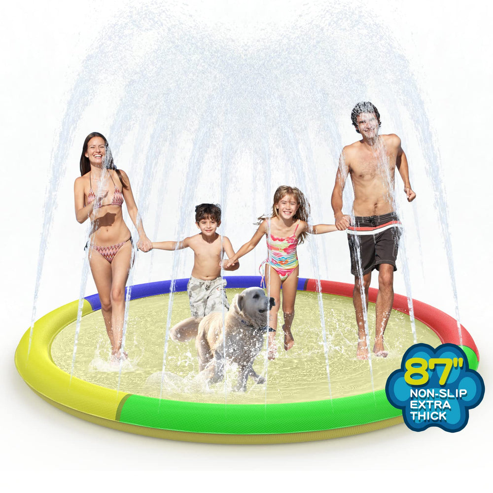 Growsland splash pad 87-inch diameter for kids and dogs to enjoy.