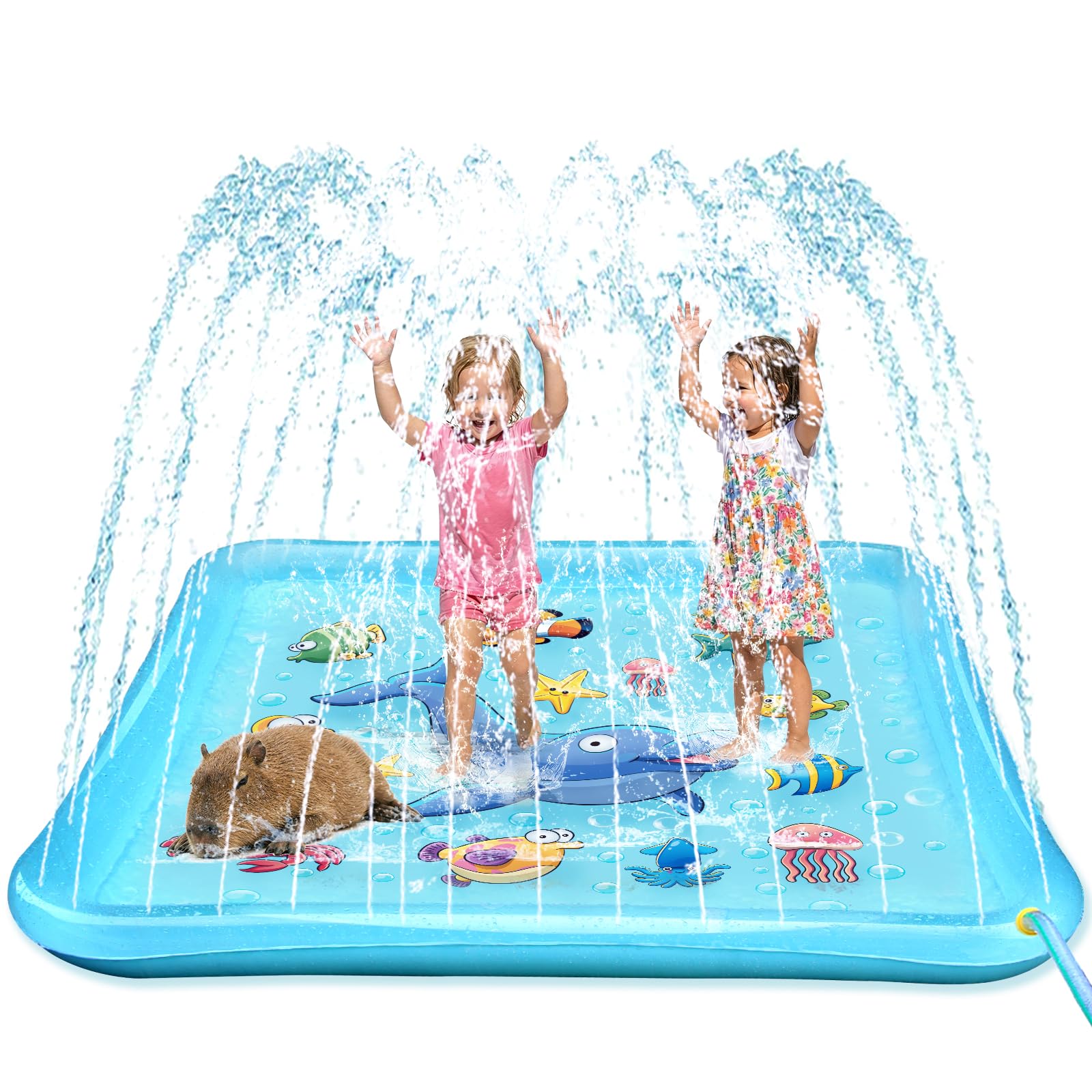 Growsland Splash Pad in a sunny backyard ready for cooling playtime for kids.