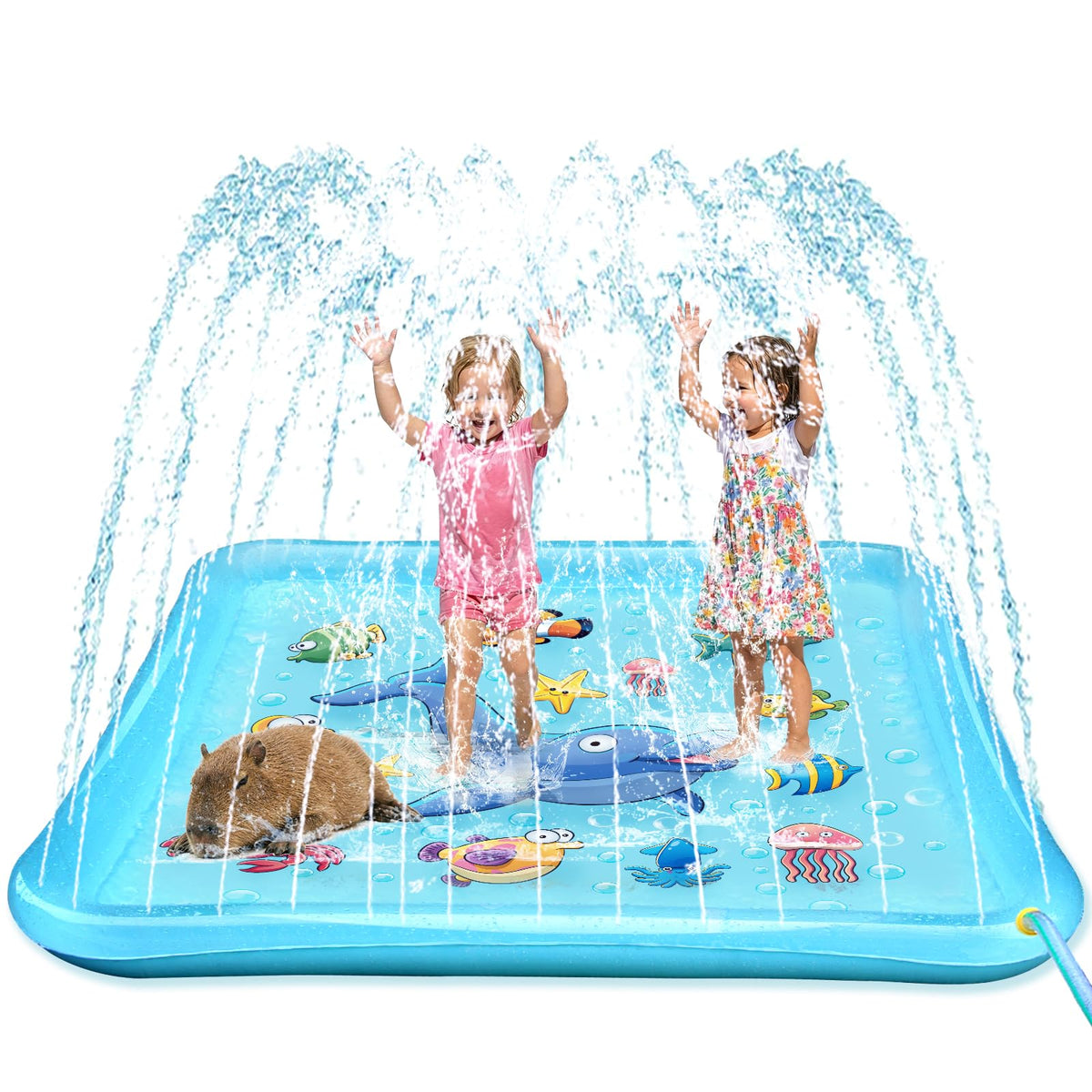 Growsland Splash Pad in a sunny backyard ready for cooling playtime for kids.