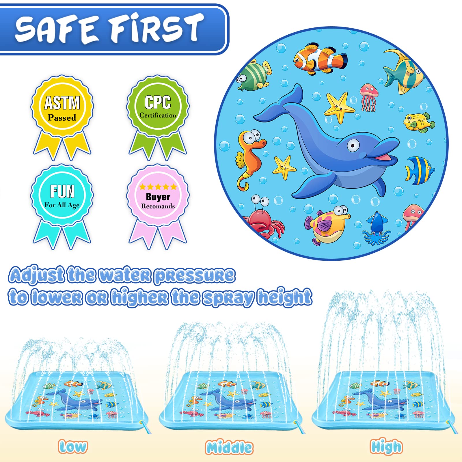 Growsland splash pad quick hose hookup for instant outdoor fun.