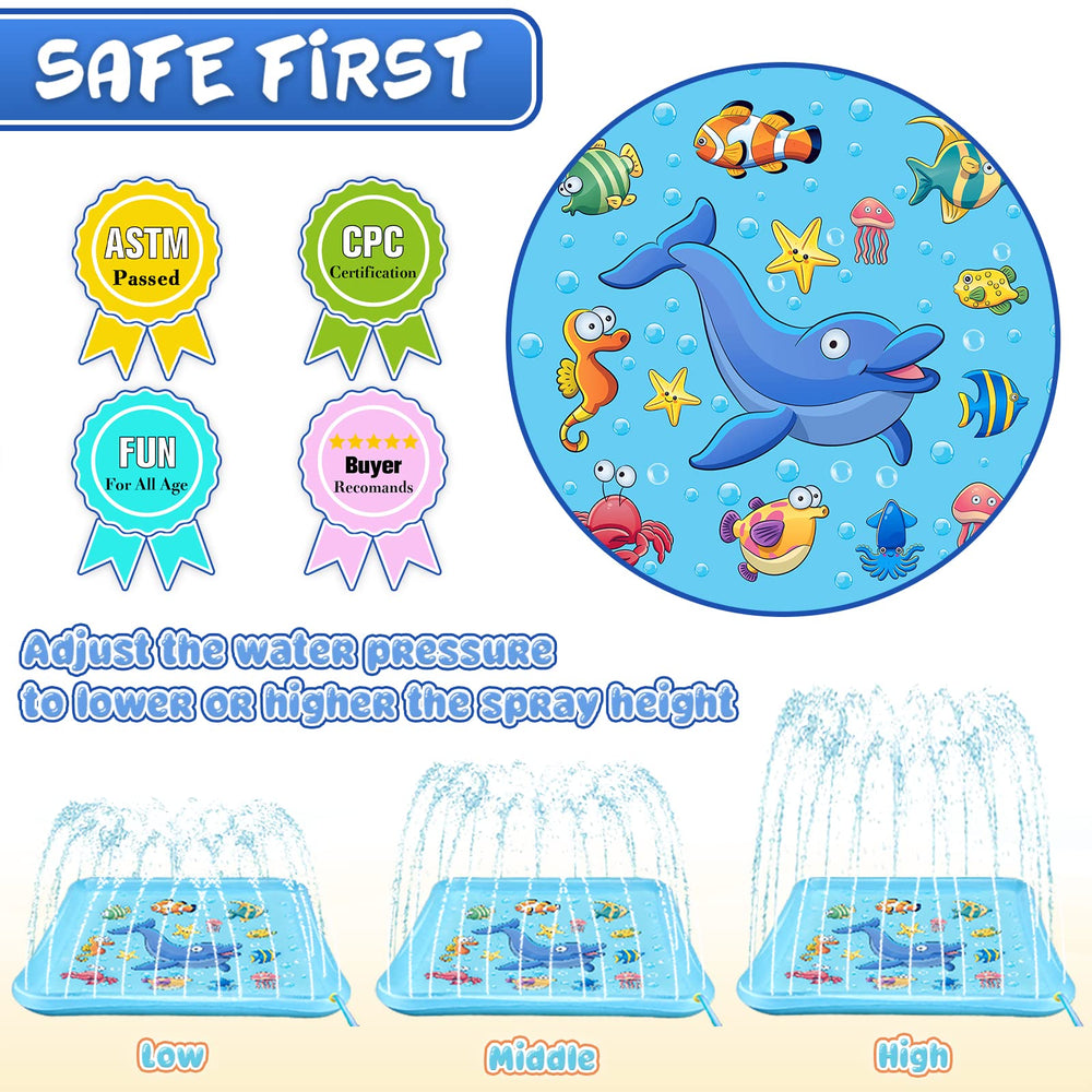 Growsland splash pad quick hose hookup for instant outdoor fun.