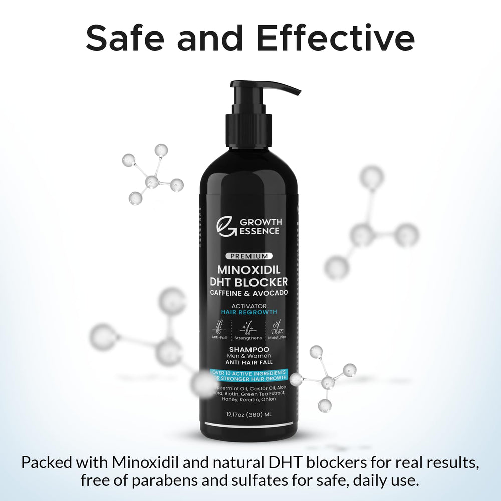 Sulfate-free and paraben-free Growth Essence label emphasizes gentle daily use.