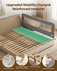 GrowthFun bed rail secure attachments ensure gap-free sleeping space