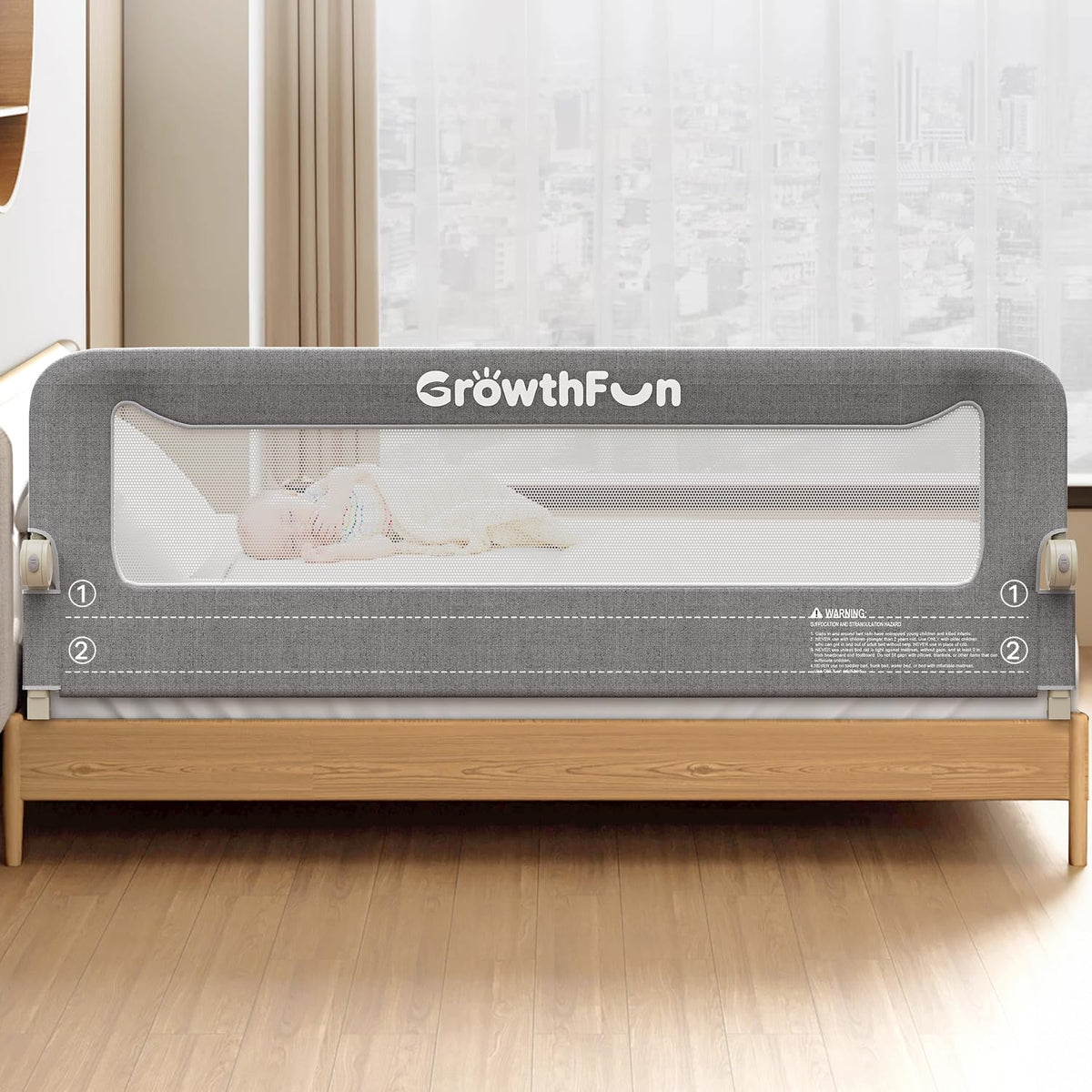 GrowthFun foldable bed rail toddler frame for edge protection