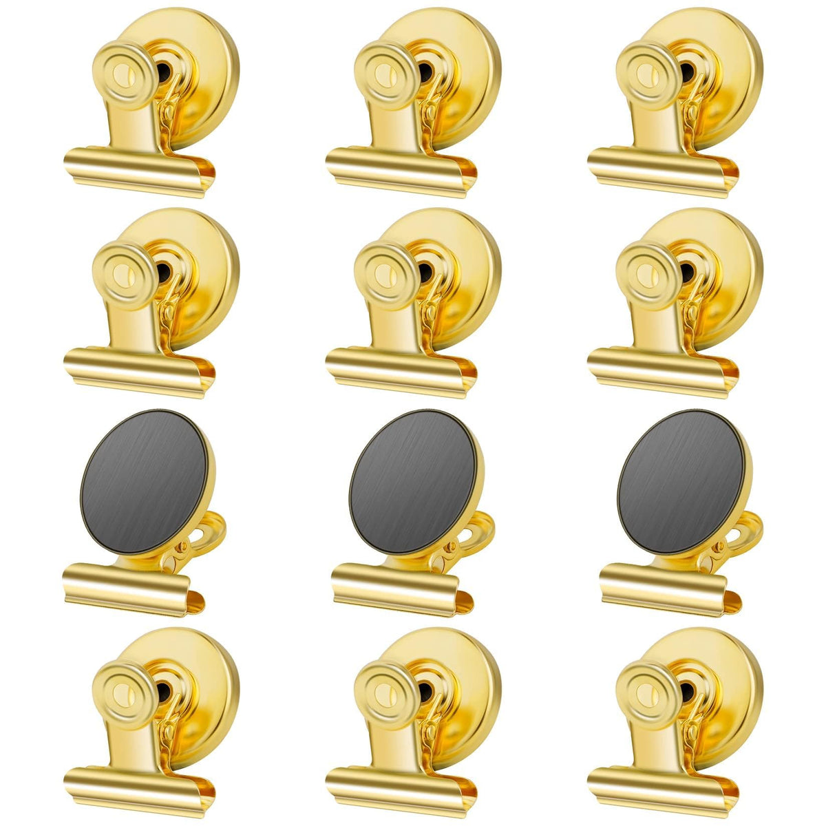 Grtard 12-pack magnetic clips with anti-scratch pads securely hold photos on fridges