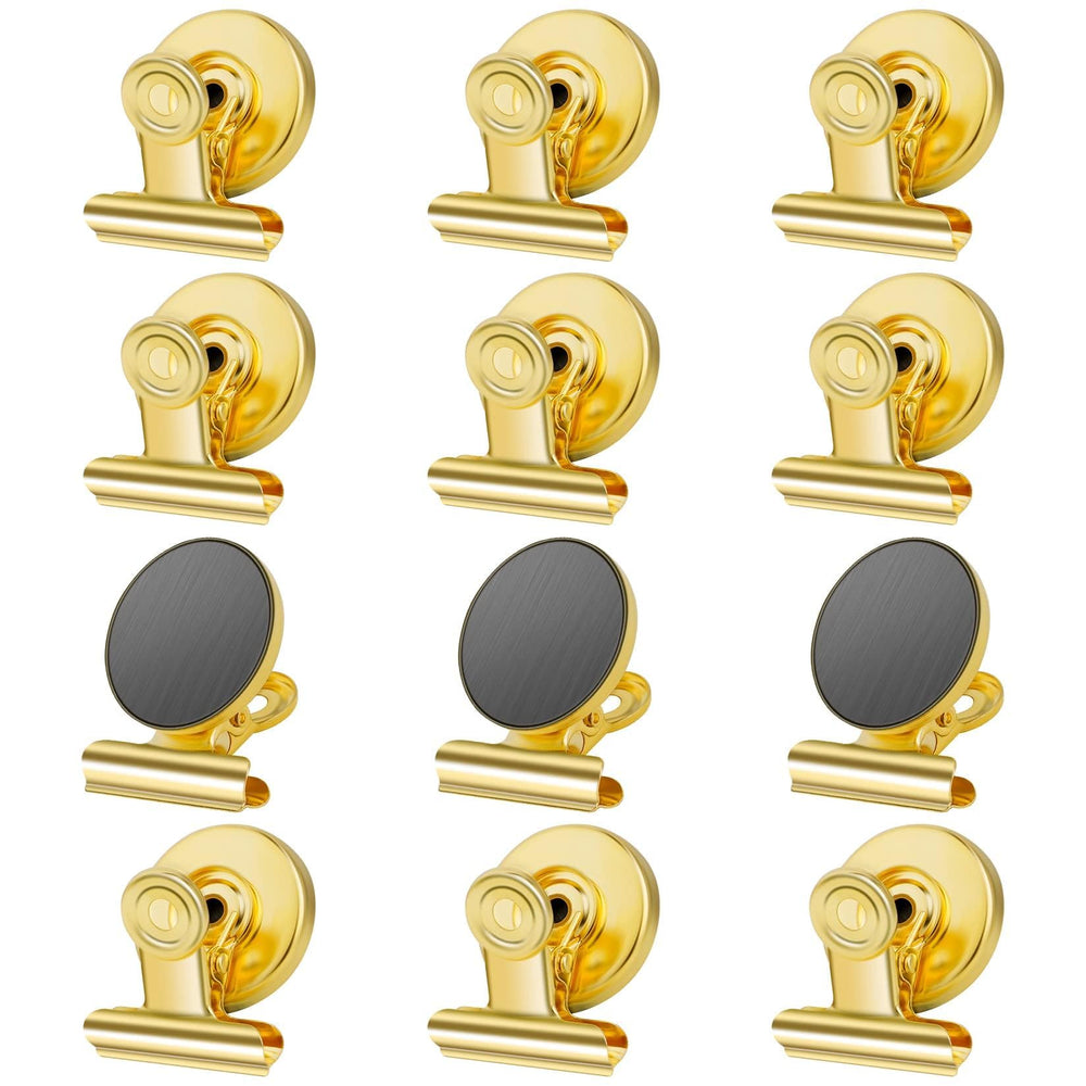 Grtard 12-pack magnetic clips with anti-scratch pads securely hold photos on fridges