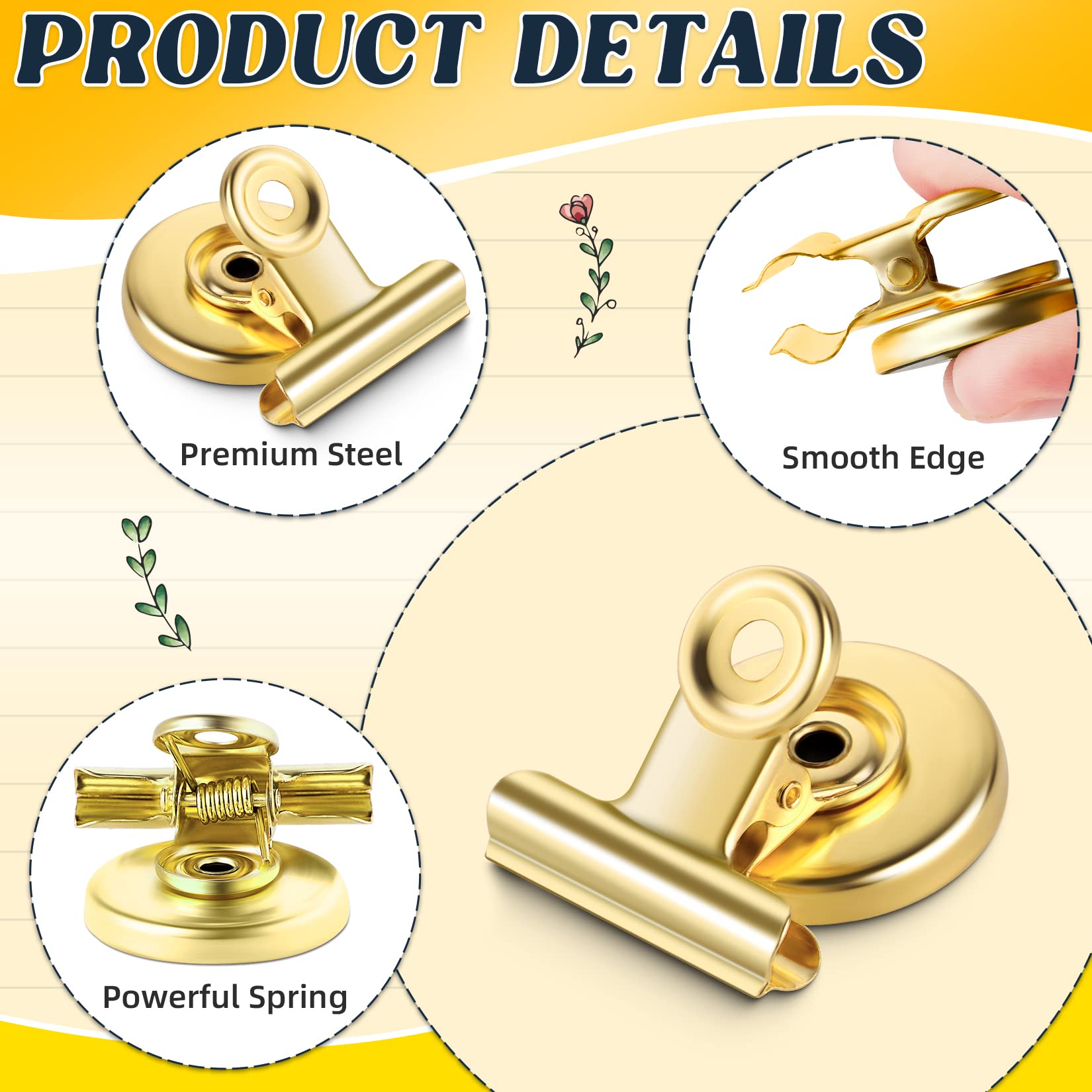 Grtard smooth magnets and stainless steel clips protect surfaces from scratches