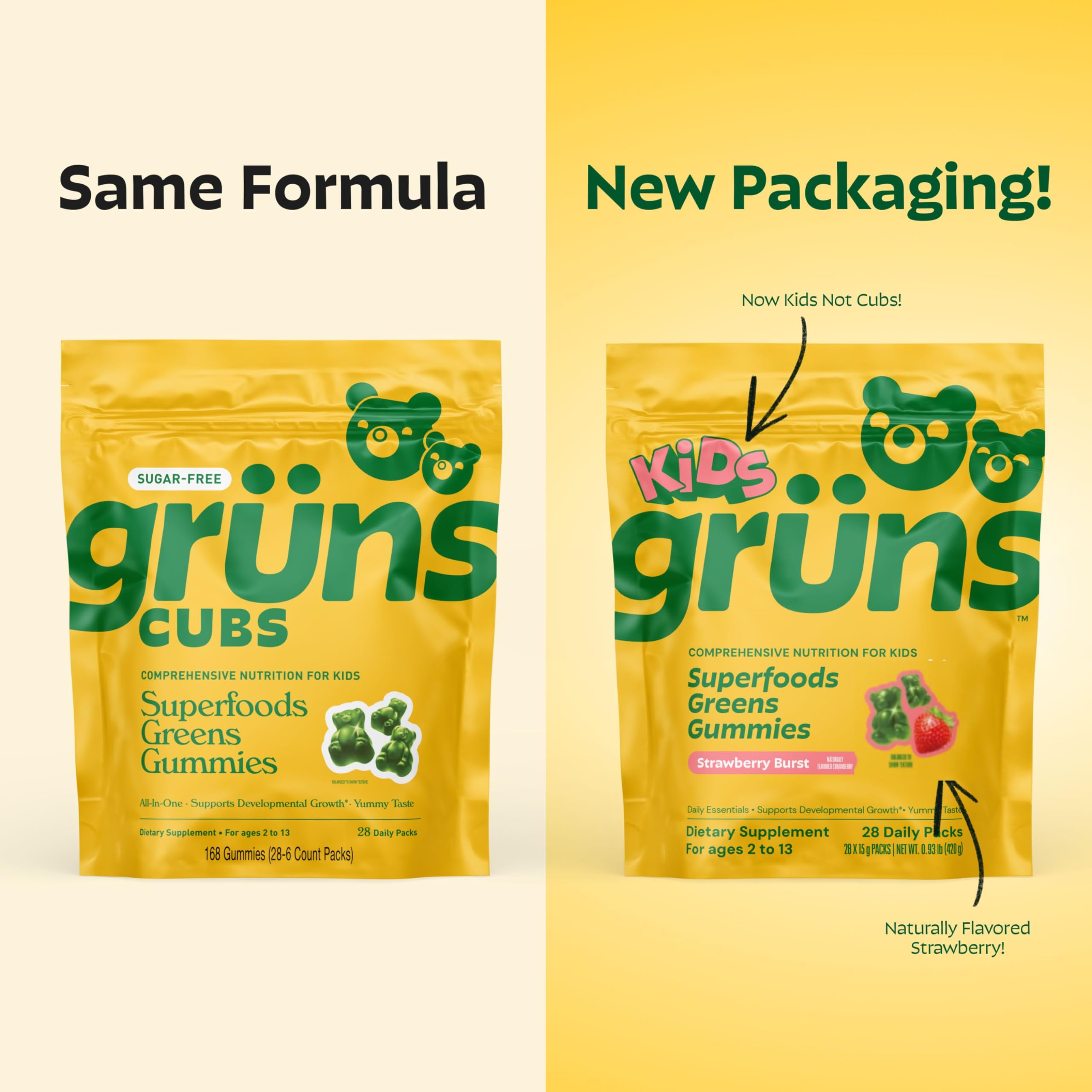 Grüns gummies on-the-go pouch demonstrating easy daily supplementation