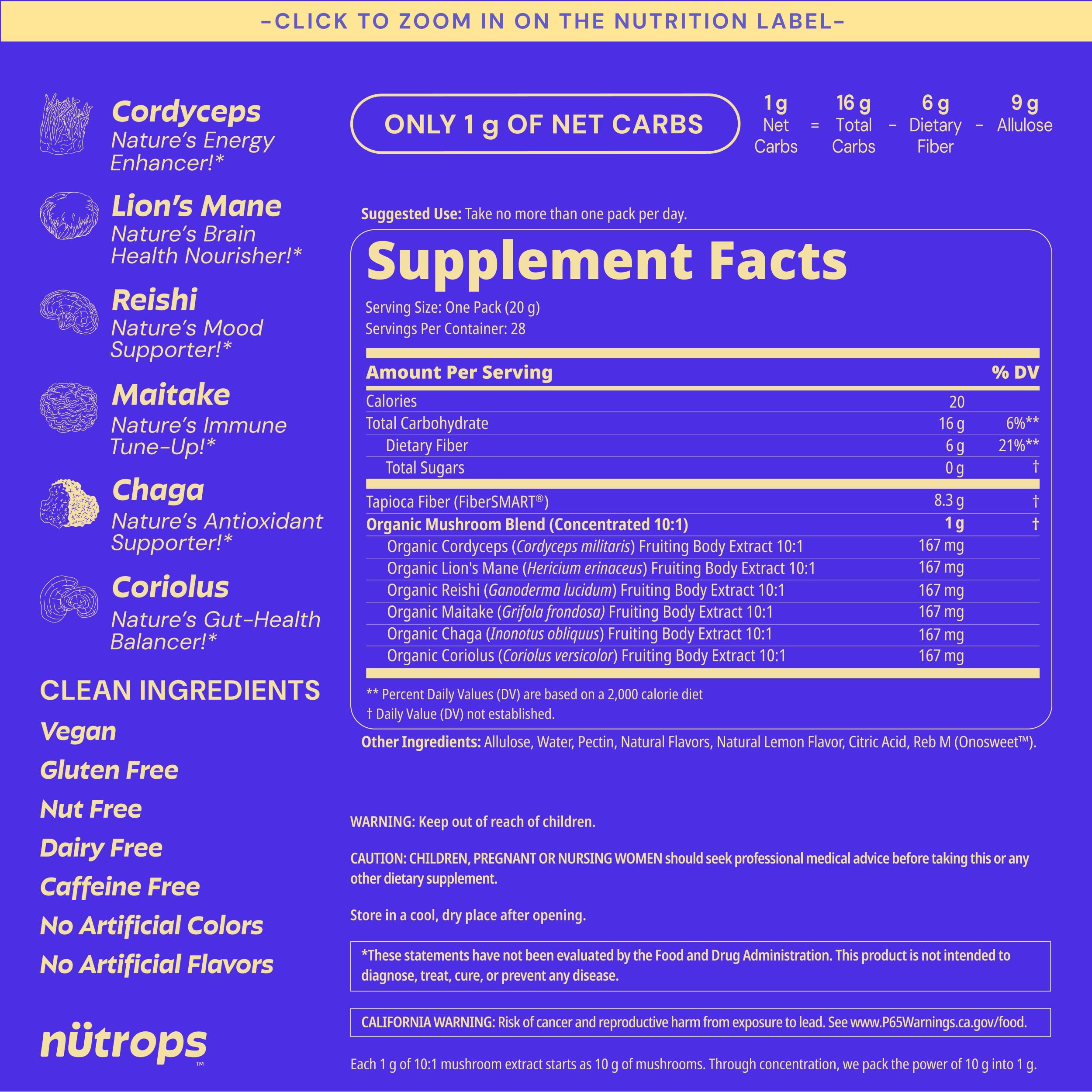 Grüns Nutrops pack open showing convenient travel pouches for on-the-go use