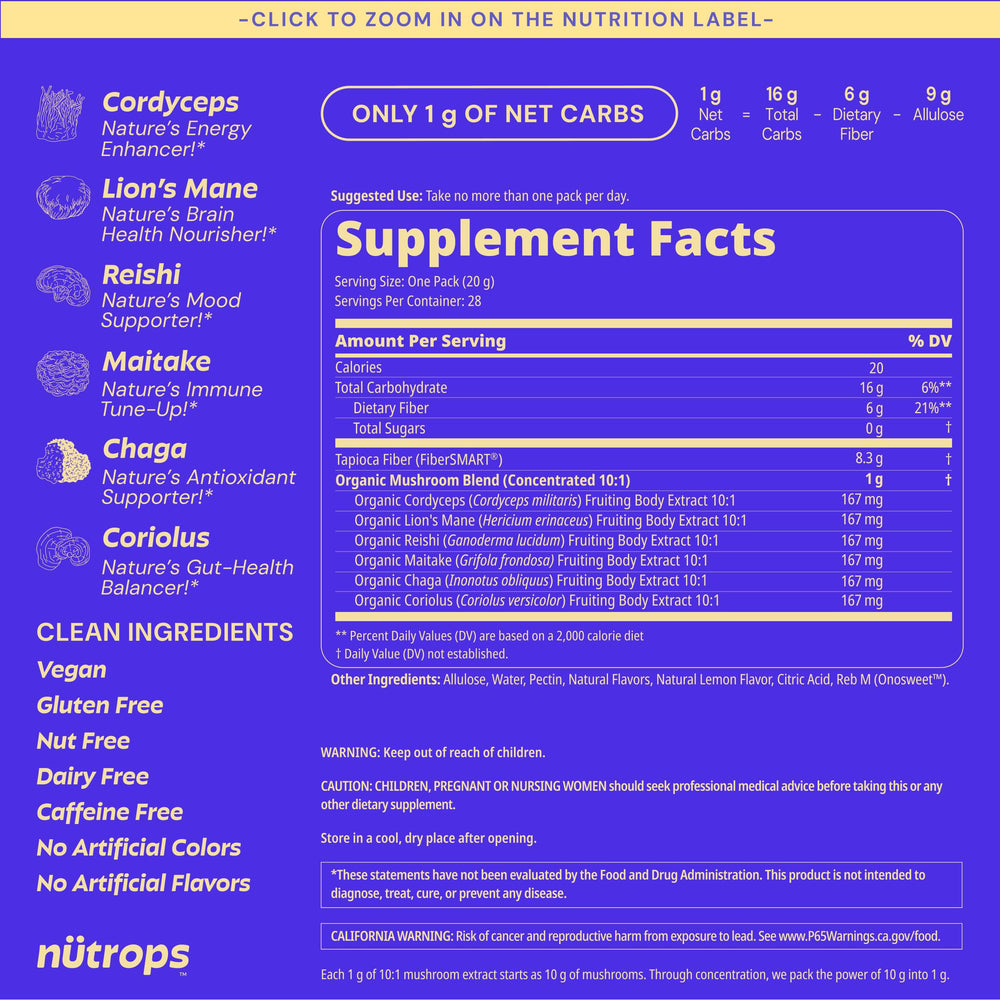 Grüns Nutrops pack open showing convenient travel pouches for on-the-go use