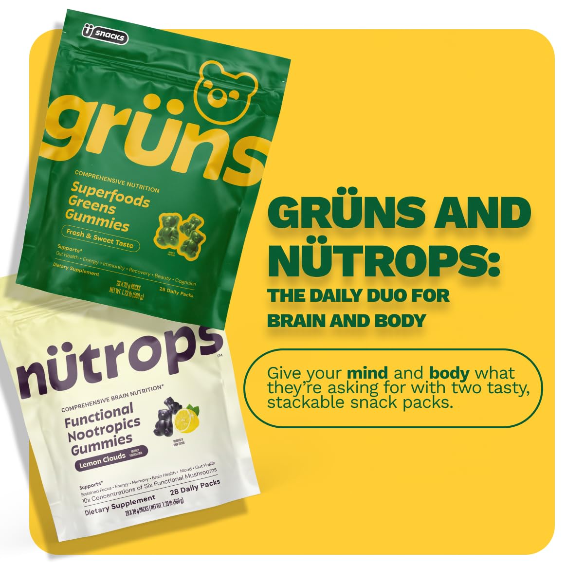 Grüns Nutrops travel-friendly packs ready for commuting and business trips