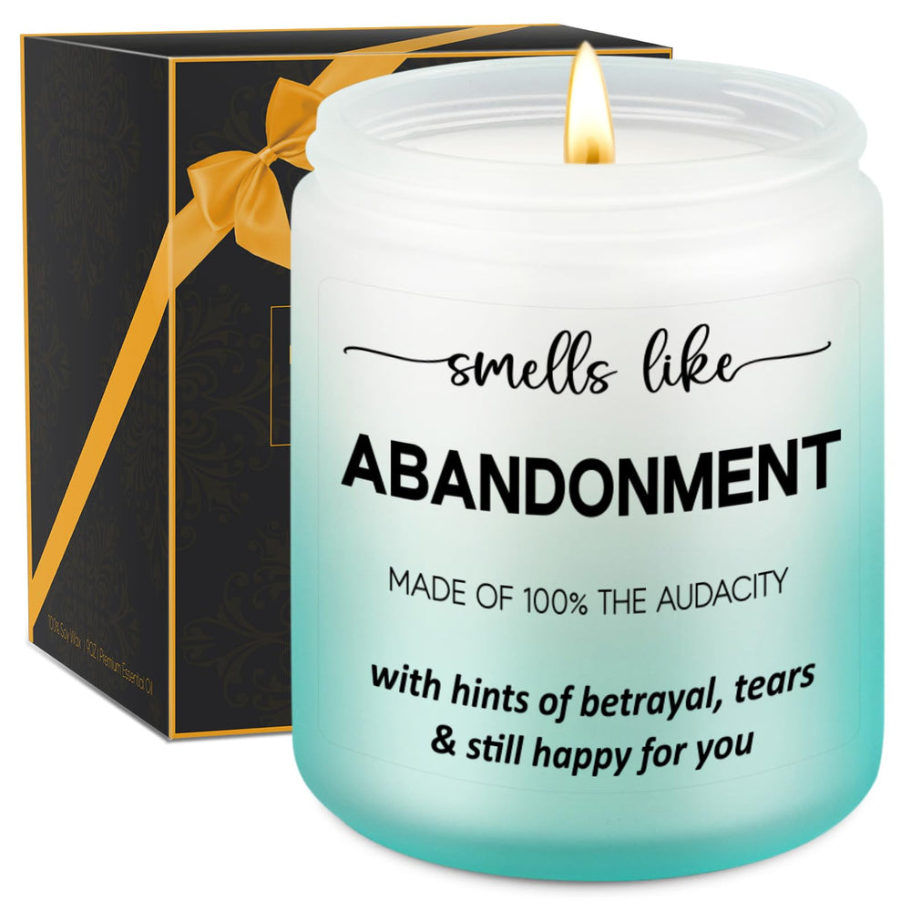 GSPY scented candle farewell gift with humorous message.
